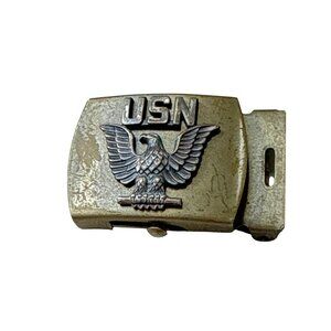 Vintage US Navy Military Belt Buckle Metal Clip with Eagle Emblem